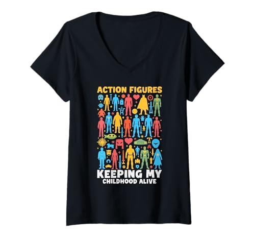 Damen Actionfigur Sammler Spielzeug Enthusiast Spielzeug Sammeln T-Shirt mit V-Ausschnitt Damen Actionfigur Sammler Spielzeug Enthusiast Spielzeug Sammeln T-Shirt mit V-Ausschnitt von Action Figure Collector Toy Collecting