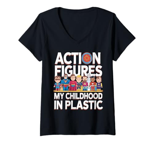 Damen Actionfigur Sammler Spielzeug Enthusiast Spielzeug Sammeln T-Shirt mit V-Ausschnitt von Action Figure Collector Toy Collecting