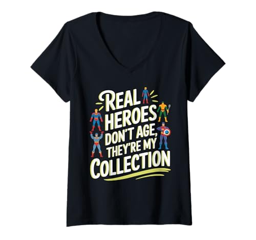 Damen Actionfigur Sammler Spielzeug Enthusiast Spielzeug Sammeln T-Shirt mit V-Ausschnitt Damen Actionfigur Sammler Spielzeug Enthusiast Spielzeug Sammeln T-Shirt mit V-Ausschnitt von Action Figure Collector Toy Collecting