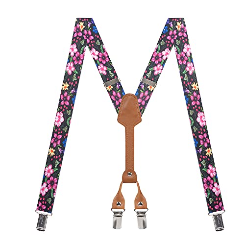 Action Ward Damen-Hosenträger – 2,5 cm breit – Y-Rücken mit 4 Clips, Skinny Damen-Hosenträger, Blumenmuster 1, adult, adjustable Action Ward Damen-Hosenträger – 2,5 cm breit – Y-Rücken mit 4 Clips, Skinny Damen-Hosenträger, Blumenmuster 1, adult, adjustable von Action Ward
