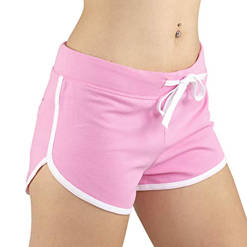 Damen Active French Terry Dolphin Hem Knit Pull-on Shorts - Pink - Mittel von Action Ward
