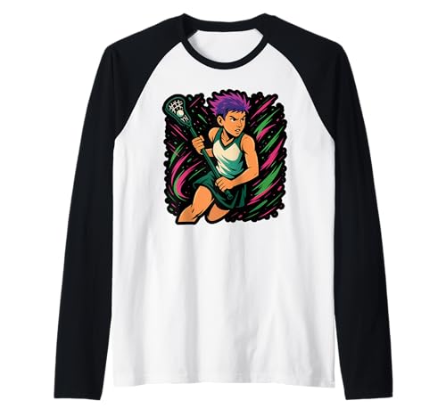 Lacrosse Boy Running Graphic Sportliches Design Raglan Lacrosse Boy Running Graphic Sportliches Design Raglan von Active Lacrosse Girl Design for Sports Lovers