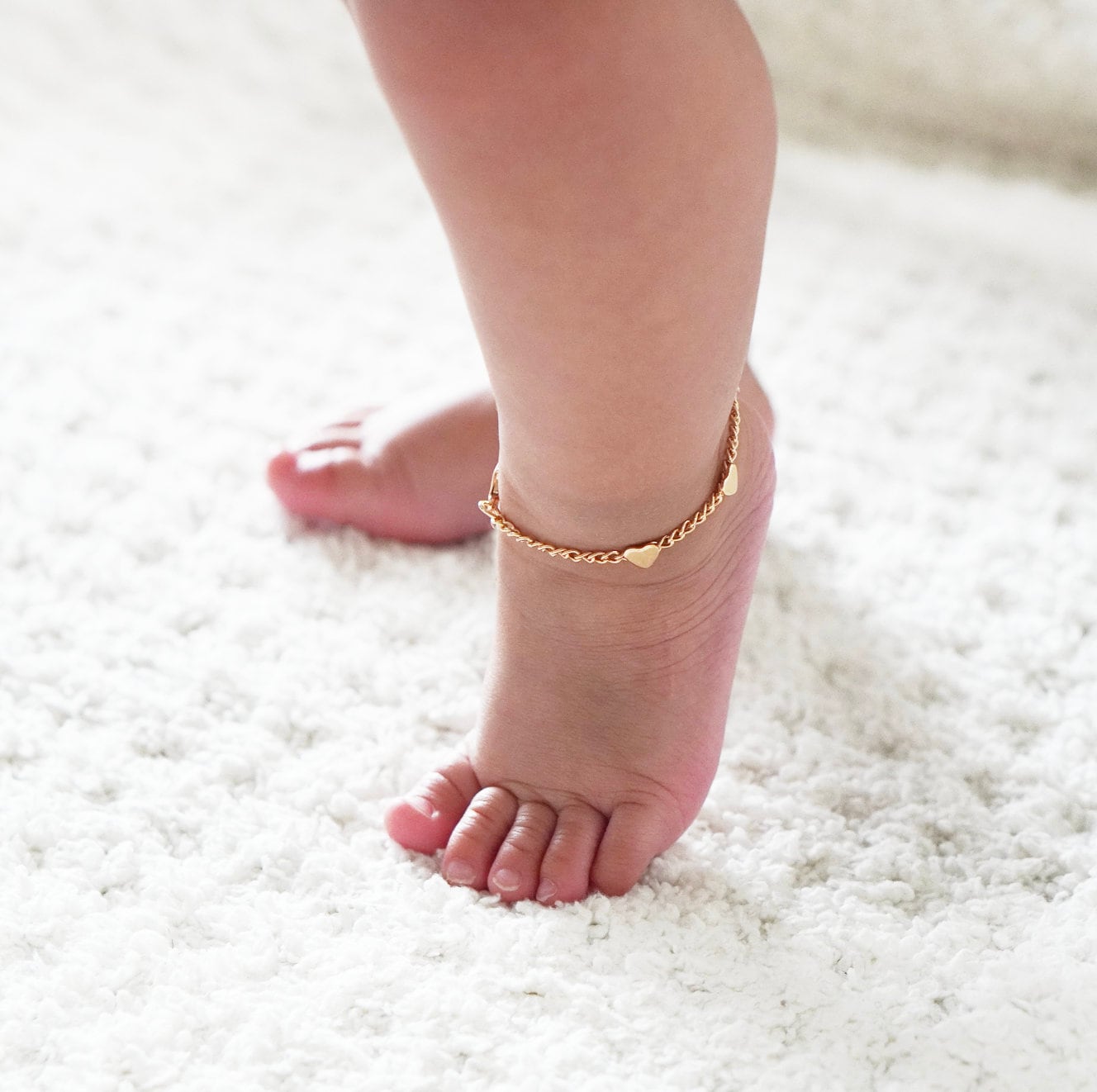 Zierliche Herz Kette Fußkettchen-Kid Fußkettchen-Kette Fußkettchen-Kleinkind Fußkettchen-Baby Schmuck-Baby Schmuck 18K Vergoldet Silber von ActivePatch