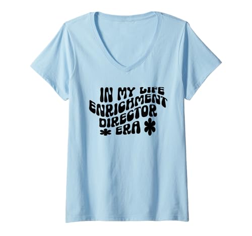 Damen Life Enrichment Regisseur Appreciation Retro Boho Wavy Text T-Shirt mit V-Ausschnitt von Activity Professionals Week Thank You Gifts