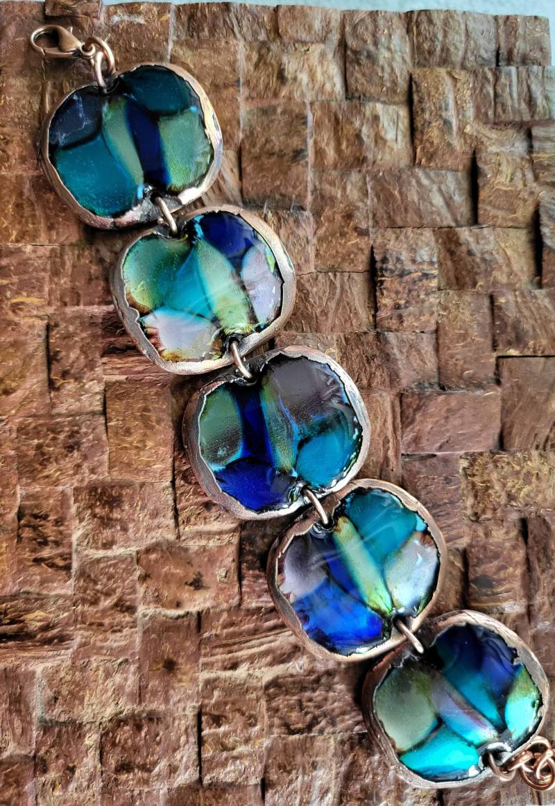 Kupfer Armband Blaues Emaille Armband Im Rustikalen Stil Kupfer Armband Blaues Emaille Armband Im Rustikalen Stil von AcuLoveJewelryDesign