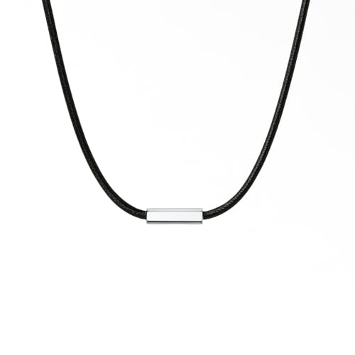 Acura-Styles Herren Halskette Edelstahl coole Ketten für Jugendliche Halskette Schwarz für Männer Kunstleder Wachskordel Magnetverschluss Silber 50 cm Ketten Herren Schmuck Alltag Geschenk für Jungs von Acura-Styles