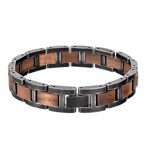 Herren Edelstahl Armband mit Edlen Holz Elementen Inklusive Geschenkbox und Werkzeug für die Größenanpassung 20 cm Länge, Massive und Stabile Ausführung Herren Edelstahl Armband mit Edlen Holz Elementen Inklusive Geschenkbox und Werkzeug für die Größenanpassung 20 cm Länge, Massive und Stabile Ausführung von Acura-Styles