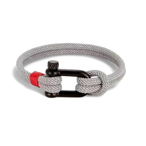 Maritimes Herren Armband aus Segeltau, Paracord Armband Grau mit rotem Akzent, Stabiler Edelstahl Verschluss 20,5 cm Länge Maritimes Herren Armband aus Segeltau, Paracord Armband Grau mit rotem Akzent, Stabiler Edelstahl Verschluss 20,5 cm Länge von Acura-Styles