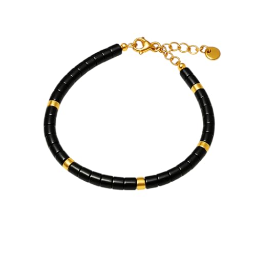 Schwarzer Turmalin Armband Damen, Edelstein Armband echter Stein 5mm, Naturstein Armkette mit Edelstahl Perlen und Verschluss 18 Karat Vergoldet, 16-19 cm Verstellbar, Wasserfest, Hypoallergen Schwarzer Turmalin Armband Damen, Edelstein Armband echter Stein 5mm, Naturstein Armkette mit Edelstahl Perlen und Verschluss 18 Karat Vergoldet, 16-19 cm Verstellbar, Wasserfest, Hypoallergen von Acura-Styles