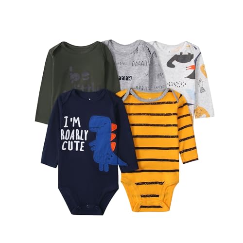 Acuryx Baby Body Langarm 5er Pack Neugeborene Strampler für Baby Jungen und Mädchen #640 6-9 Monate von Acuryx