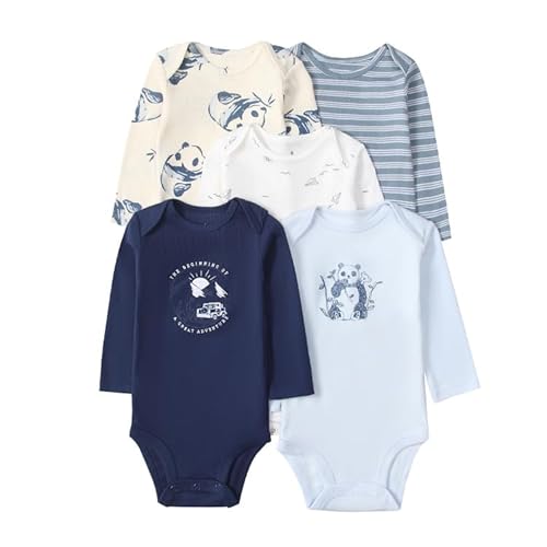 Acuryx Baby Body Langarm 5er Pack Neugeborene Strampler für Baby Jungen und Mädchen #639 6-9 Monate von Acuryx