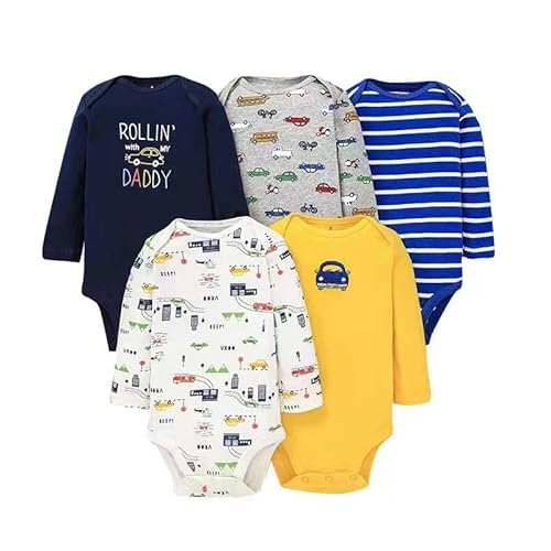 Acuryx Baby Body Langarm 5er Pack Neugeborene Strampler für Baby Jungen und Mädchen #617 9-12 Monate von Acuryx