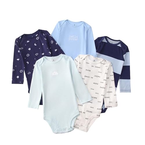 Acuryx Baby Body Langarm 5er Pack Neugeborene Strampler für Baby Jungen und Mädchen #626 9-12 Monate von Acuryx