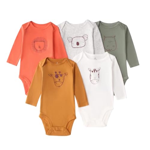 Acuryx Baby Body Langarm 5er Pack Neugeborene Strampler für Baby Jungen und Mädchen #643 9-12 Monate von Acuryx