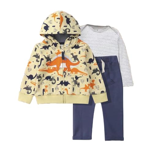 Acuryx Baby Jungen Mädchen Bekleidungssets 3 Stück Warme Mäntel mit Kapuze + Strampler Tops + Hosen Trainingsanzug für 18-24 Monate von Acuryx