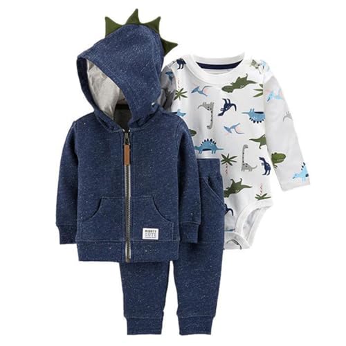 Acuryx Baby Jungen Mädchen Bekleidungssets 3 Stück Warme Mäntel mit Kapuze + Strampler Tops + Hosen Trainingsanzug für 9-12 Monate von Acuryx