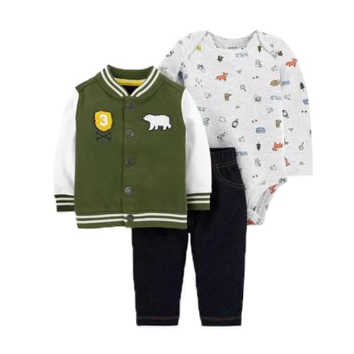 Acuryx Baby Jungen Mädchen Bekleidungssets 3 Stück Warme Mäntel mit Kapuze + Strampler Tops + Hosen Trainingsanzug für 9-12 Monate von Acuryx