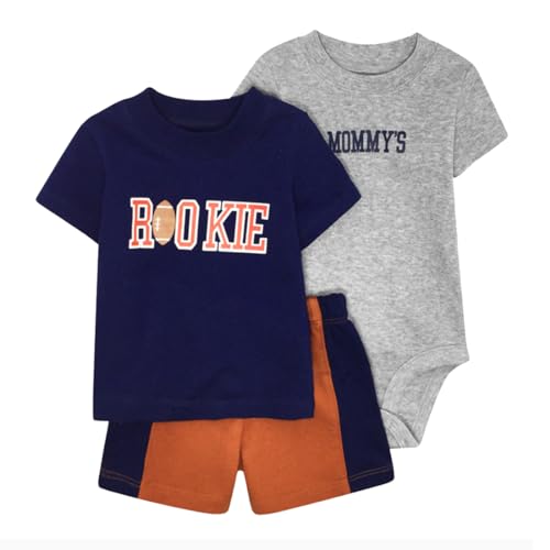 Acuryx Baby Jungen Sommer Kleidung Babykleidung Kurze Ärmel Baumwolle T-Shirt+ Bodysuit + Baby Shorts Neugeborenes Outfit Set 12-18 Monate von Acuryx