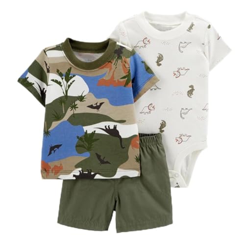 Acuryx Baby Jungen Sommer Kleidung Babykleidung Kurze Ärmel Baumwolle T-Shirt+ Bodysuit + Baby Shorts Neugeborenes Outfit Set 3-6 Monate von Acuryx