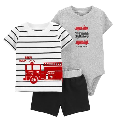 Acuryx Baby Jungen Sommer Kleidung Babykleidung Kurze Ärmel Baumwolle T-Shirt+ Bodysuit + Baby Shorts Neugeborenes Outfit Set 6-9 Monate von Acuryx