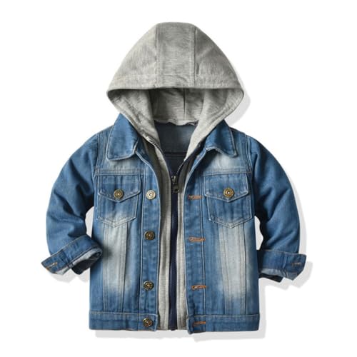 Acuryx Baby Mädchen Jungen Jeansjacke mit Kapuze Mantel Kleinkinder Reversals Denim Jeans Jacke Mantel Cowboy Frühling Herbst Casual Outwear von Acuryx