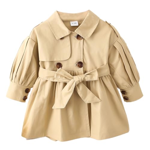 Acuryx Baby Mädchen Trenchcoat Klassische Zweireihig Windjacke Herbst Jacke Outerwear Klein mädchen Lang Baumwolle Jacke 18-24 Monate von Acuryx