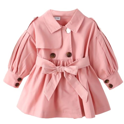 Acuryx Baby Mädchen Trenchcoat Klassische Zweireihig Windjacke Herbst Jacke Outerwear Klein mädchen Lang Baumwolle Jacke 18-24 Monate von Acuryx