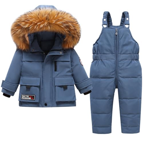 Acuryx Baby Schneeanzug Winter 2 Stück Daunenjacke Mantel mit Schnee Lätzchen Hose Jungen Mädchen Skianzug Kleidung von Acuryx