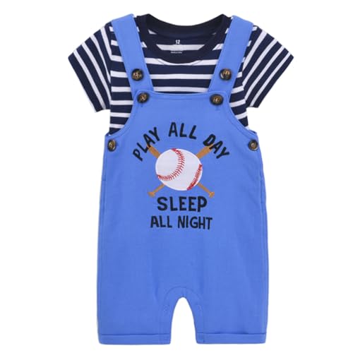 Acuryx Baby Sommer Jungen Kleidung Babykleidung Outfit Set Kurze Ärmel Baumwolle Top+ Baby Latzhose Neugeborenes Babykleidung Mädchen Jungen 9-12 Monate von Acuryx
