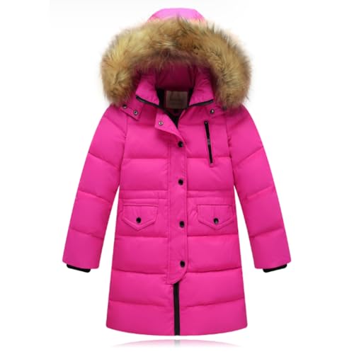 Acuryx Kinder Mädchen Junge Daunenjacken mit Kunstpelz Kapuze Lang Winterjacke Kälteschutz Warm Wasserabweisend Verdickte Daunenmantel für 6-7 Jahre von Acuryx