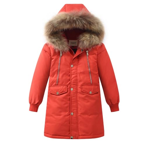 Acuryx Kinder Mädchen Junge Wasserdichte Winterjacke mit Fellkapuze Medium Länge Wintermantel Kälteschutz Warm Verdickte Kinder Parka Daunenjacke für 14-15 Jahre von Acuryx