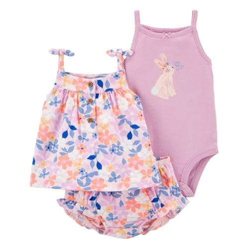 Acuryx Neugeborenes Baby Mädchen Sommer Kleidung Babykleidung Set Kurze Ärmel Baumwolle Top+ Strampler + Baby Shorts Neugeborenes Mädchen Outfit Set 9-12 Monate von Acuryx