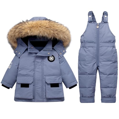 Acuryx Schneeanzüge für Baby Mädchen Bekleidungsset Winter Kinder Bekleidungsset Winter Kindermantel Skihose Kapuzenjacke Schneelatzhosehosen Jungen Schneelatzhosekleidung Set von Acuryx