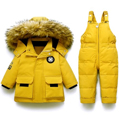 Acuryx Schneeanzüge für Baby Mädchen Bekleidungsset Winter Kinder Bekleidungsset Winter Kindermantel Skihose Kapuzenjacke Schneelatzhosehosen Jungen Schneelatzhosekleidung Set von Acuryx