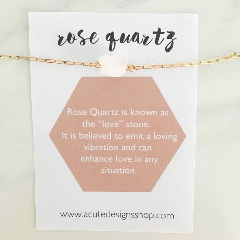 Rosenquarz Heilung Kristallhalskette, Edelstein, Rosa, Liebe Stein, Gold, Silber, Schmuck, Geschenk, Unter 30, Zierlich, Naturstein von AcuteDesigns
