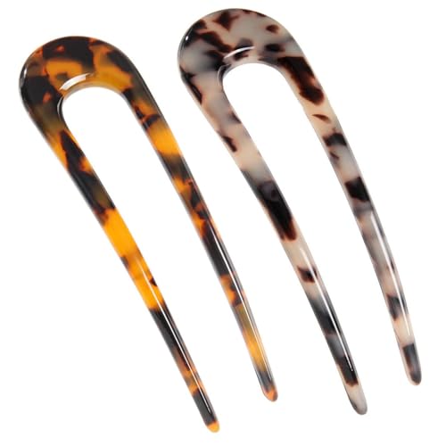 Aczyqws Haarnadeln für französische gedrehte U-förmige Haarnadeln, Gabelstäbchen, 2 Zinken, Hochsteckfrisur, Chignon-Nadel für Damen, 2 Stück Aczyqws Haarnadeln für französische gedrehte U-förmige Haarnadeln, Gabelstäbchen, 2 Zinken, Hochsteckfrisur, Chignon-Nadel für Damen, 2 Stück von Aczyqws