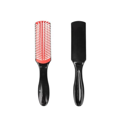 Lockige Haarbürste D3 (Schwarz & Rot) 7-reihige Stylingbürste zum Entwirren, Trennen, Formen und Definieren von Locken - Für Frauen und Männer von Aczyqws