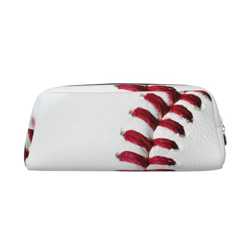 AdaNti Baseball-Spitzen-Nahaufnahme-Druck-Bleistift-Tasche Wasserdichte Stifttasche Reißverschluss Federmäppchen Leder Stiftebox Kosmetiktasche für Büro Reisen, gold, Einheitsgröße, Taschen-Organizer von AdaNti