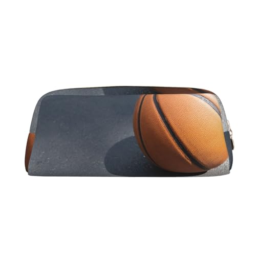 AdaNti Basketball Ball Print Bleistift Tasche Wasserdicht Stifttasche Reißverschluss Federmäppchen Leder Stiftebox Kosmetiktasche für Büro Reisen, gold, Einheitsgröße, Taschen-Organizer von AdaNti