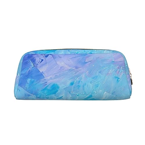 AdaNti Blaue Ölfarbe Textur Druck Bleistift Tasche Wasserdicht Stifttasche Reißverschluss Bleistift Fall Leder Stiftebox Kosmetiktasche für Büro Reisen, gold, Einheitsgröße, Taschen-Organizer von AdaNti