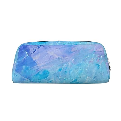 AdaNti Blaue Ölfarbe Textur Druck Bleistift Tasche Wasserdicht Stifttasche Reißverschluss Bleistift Fall Leder Stiftebox Kosmetiktasche für Büro Reisen, silber, Einheitsgröße, Taschen-Organizer von AdaNti