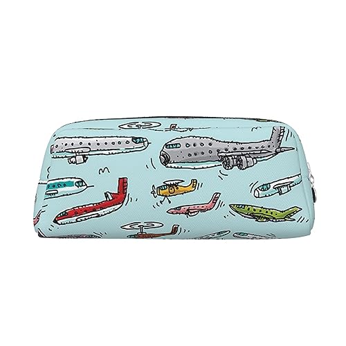 AdaNti Cartoon Flugzeug Druck Bleistift Tasche Wasserdicht Stift Tasche Reißverschluss Bleistift Fall Leder Stift Box Kosmetiktasche für Büro Reisen, silber, Einheitsgröße, Taschen-Organizer von AdaNti