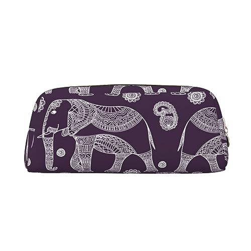 AdaNti Cartoon Niedlicher Elefant Druck Bleistift Tasche Wasserdicht Stifttasche Reißverschluss Federmäppchen Leder Stiftebox Kosmetiktasche für Büro Reisen, gold, Einheitsgröße, Taschen-Organizer von AdaNti