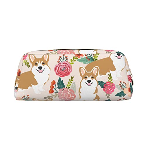 AdaNti Corgi Federmäppchen mit Blumenmuster, Frühlingsgarten, wasserdicht, Stifteetui, Reißverschluss, Stiftebox, Kosmetiktasche für Büro, Reisen, gold, Einheitsgröße, Taschen-Organizer von AdaNti