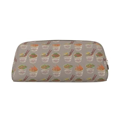 AdaNti Eierbecher Nudel Ramen Print Bleistift Tasche Wasserdicht Stifttasche Reißverschluss Federmäppchen Leder Stiftebox Kosmetiktasche für Büro Reisen, gold, Einheitsgröße, Taschen-Organizer von AdaNti