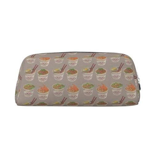 AdaNti Eierbecher Nudel Ramen Print Bleistift Tasche Wasserdicht Stifttasche Reißverschluss Federmäppchen Leder Stiftebox Kosmetiktasche für Büro Reisen, silber, Einheitsgröße, Taschen-Organizer von AdaNti