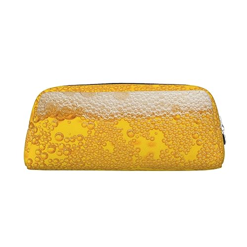 AdaNti Federmäppchen mit Bierschaumdruck, wasserdicht, mit Reißverschluss, Stifteetui, Leder, Stiftebox, Kosmetiktasche für Büro, Reisen, silber, Einheitsgröße, Taschen-Organizer von AdaNti