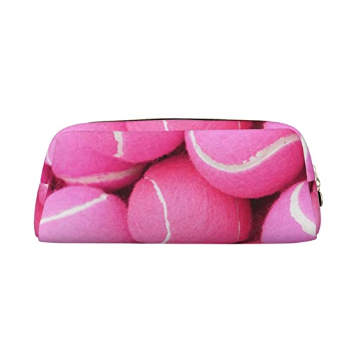 AdaNti Federmäppchen mit Tennisbällen in leuchtendem Rosa, wasserdicht, mit Reißverschluss, Stifteetui, Leder, Kosmetiktasche für Büro, Reisen, gold, Einheitsgröße, Taschen-Organizer von AdaNti