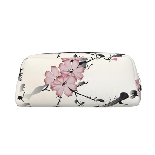 AdaNti Floral Temperate Zone Plant Print Pencil Bag Waterproof Pen Bag Zipper Pencil Case Leather Pen Box Cosmetic Bag for Office Travel, silber, Einheitsgröße, Taschen-Organizer von AdaNti