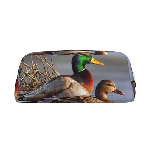 AdaNti Mallard Federmäppchen mit Entenmuster, wasserdicht, mit Reißverschluss, Stiftebox, Kosmetiktasche für Büro, Reisen, silber, Einheitsgröße, Taschen-Organizer von AdaNti